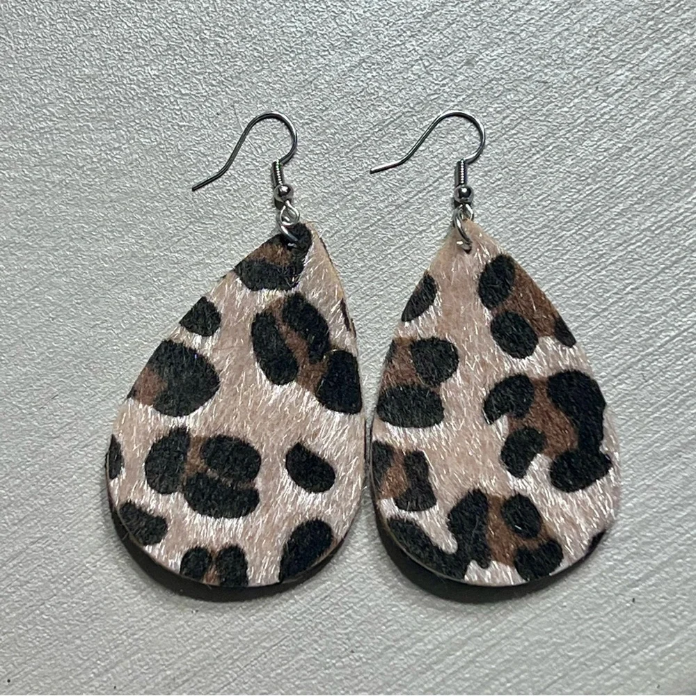 Wild Elegance Handmade Leopard Teardrop Earrings
